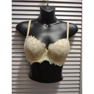 Victoria Secret Dream Angels Demi Lined Underwire Women's Bra Yellow Lace 34C